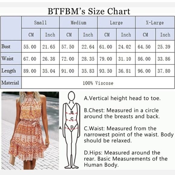 BTFBM Floral Dress Summer Sleeveless Halter Neck Ruffle No Belt Boho Medium - Picture 16 of 16